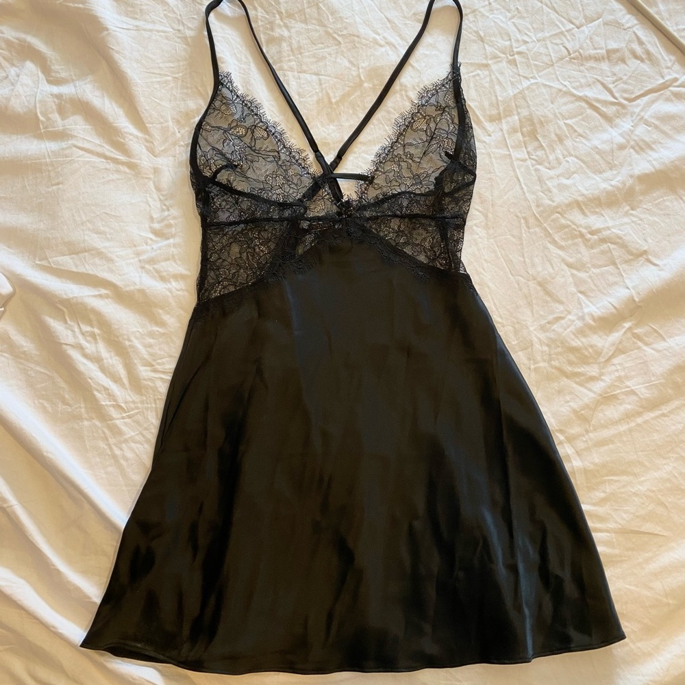 Victoria’s Secret Black Lace Lingerie Slip Dress | Size XS